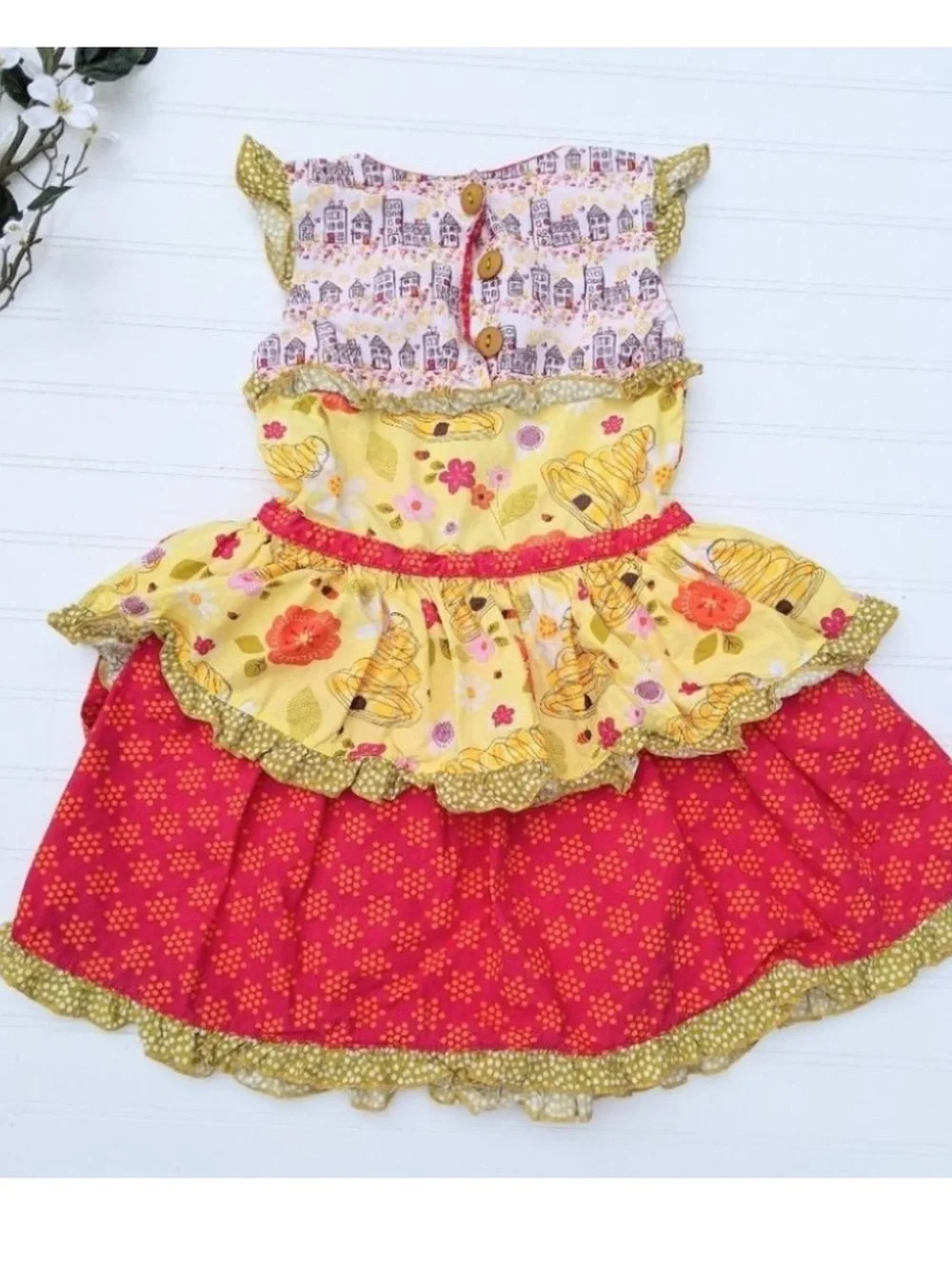 Jelly The Pug Boutique | Bee Sweet Collection Lilly Dress | Tiered Ruffled Hive